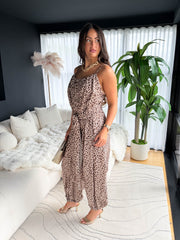The Lexy - Leopard Print Split Leg Jumpsuit