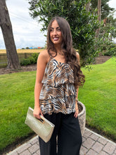 The Rochelle - Tiger Print Tiered Strappy Blouse