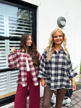 The Perry - Tartan Collarless Oversized Shirt