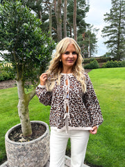 The Trixie - Leopard Print Boxy Tie Cardigan