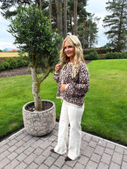 The Trixie - Leopard Print Boxy Tie Cardigan