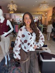 The Priscilla - Large Polka Dot Lace Hooded Bomber Jacket