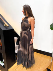 The Andie - Mesh Tie Dye Maxi Halterneck Dress