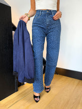 The Luna - Leopard Print Diamante Barrel Leg Jeans