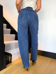 The Luna - Leopard Print Diamante Barrel Leg Jeans