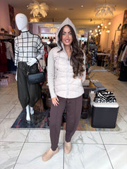 The Margot - Padded Hooded Jacket with Knitted Sleeves
