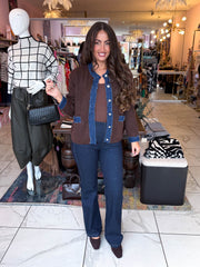The Catherine - Denim Trim Knitted Cardigan