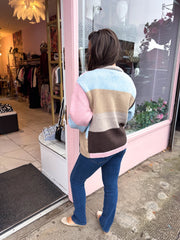 The Nadia - Patchwork Flower Decal Chunky Cardigan