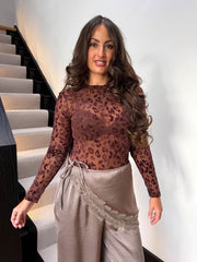 The Liza - Textured Leopard Print Mesh Bodysuit
