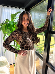 The Kerry - Zebra Print Mesh Bodysuit
