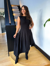The Eleanor - Asymmetric Hem Piping Detail Midi Dress