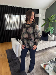 The Eve - Watercolour Floral Print Cuffed Sleeve Blouse