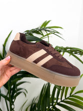 The Freya - Chocolate Beige Stripe Platform Trainer