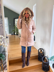 The Bethan - Tan Padded Hooded Coat