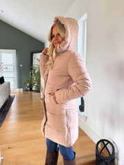 The Bethan - Tan Padded Hooded Coat