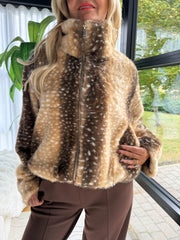 The Bambi - Doe Print Faux Fur Zipper