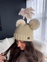 The Ruby- Double Pom Pom Hat with Snowflake Detail
