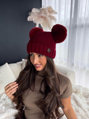 The Ruby- Double Pom Pom Hat with Snowflake Detail