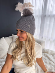 The Lola- Pom Pom Hat with Gold Heart Detail