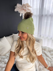 The Lola- Pom Pom Hat with Gold Heart Detail