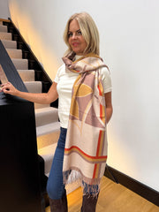 The Mason - Shimmer Flower Striped Tassel Scarf
