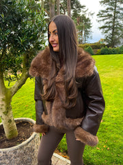 The Evie - Reversible Leather and Chocolate Faux Fur Jacket