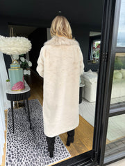 The Emily - Beige Oversized Collar Faux Fur Long Coat