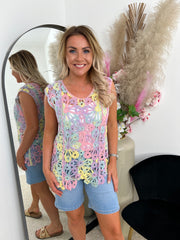 The Anya- Multicolour Crochet Sleeveless Top