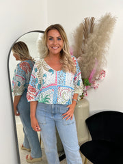 The Tori - Beach Print crochet Top