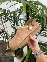 The Tori - Floral Embossed Fur Lined Flat Mules