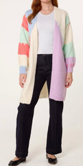 The Delilah - Long Line Multi-Coloured Patchwork Cardigan