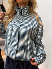 The Kara - Checked Funnel Neck Bomber Jacket