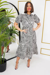 The Corine - Leopard Print Puff Sleeve Dress