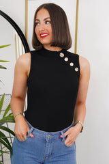 The Ari - Gold Button Ribbed Bodysuit