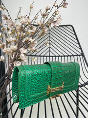 The Ashley - Snake Print Leather Clutch