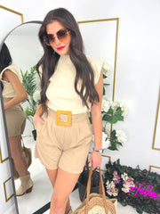 The Berry - Linen Belted Shorts