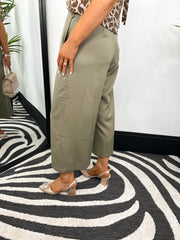 The Gina - khaki green wide leg trousers