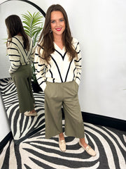 The Gina - khaki green wide leg trousers