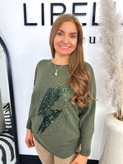 The Carly - Sequins Lightening Bolt Knit