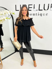 The Cherish - Pleated Ruffles Off Shoulder Top