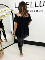 The Cherish - Pleated Ruffles Off Shoulder Top