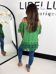 The Jill - Lace Patterned Bardot Top