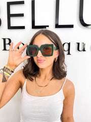 The Rosa - Green Rectangle Sunglasses