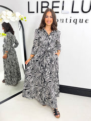 The Aubrey - Zebra Print Shirt Dress