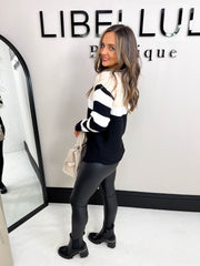 The Courtney - Striped Zip Up Top