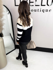 The Courtney - Striped Zip Up Top