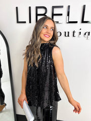 The Rachel - High neck sequin top