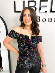 The Alicia - Multicoloured Sequin Top