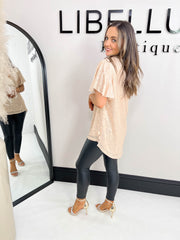 The Peyton - Fringe Sleeve Sequin Top