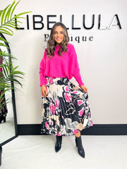 The Laura - Pink Floral Print Skirt